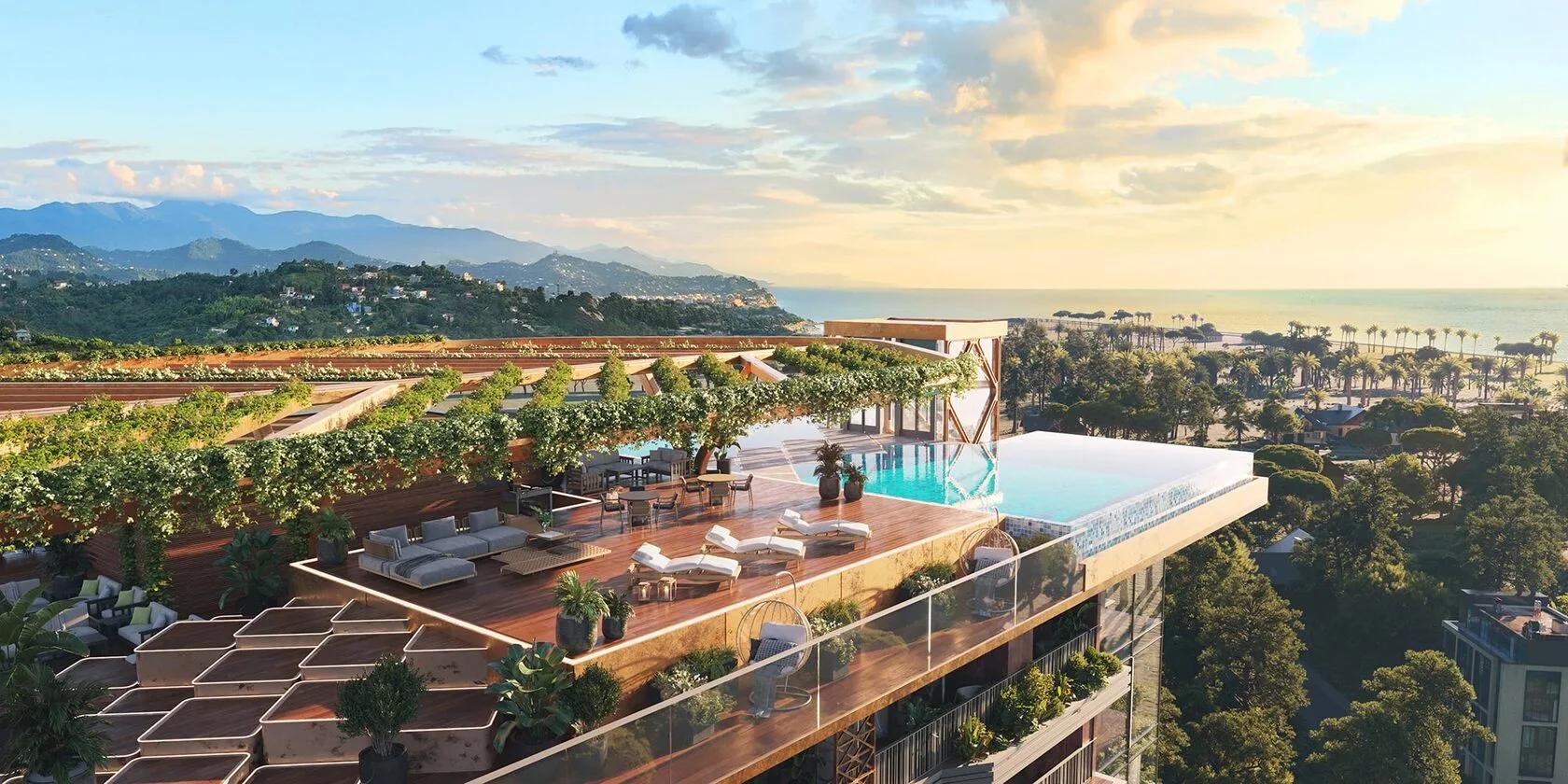 Зелёные резиденции с rooftop infinity pool в 750 метрах от моря